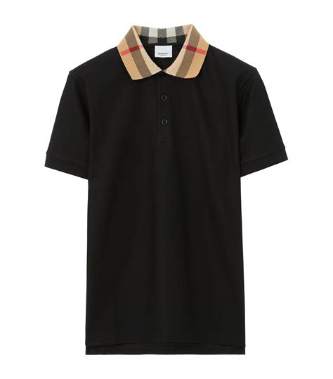 mens burberry check collar polo shirt|Check Collar Cotton Polo Shirt in Black .